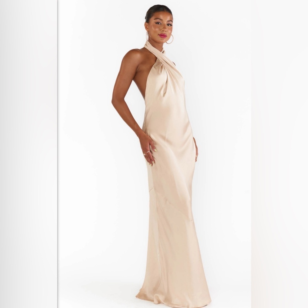 Show Me Your MUMU The Jasmine Halter Maxi Dress Satin Bridesmaid